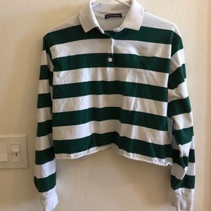 Brandy Melville Tops - Brandy Melville Green and White Striped Collar Brandy Melville Tops - Brandy Melville Green and White Striped Collar